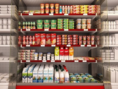 3d现代超市冰柜货架模型