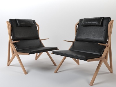 3d现代皮革单人休闲椅模型