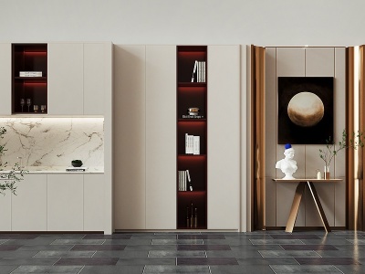 3d现代装饰柜玄关模型