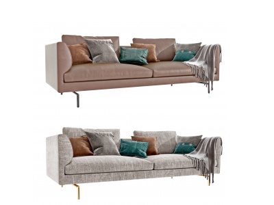 现代双人布艺人沙发组合模型3d模型