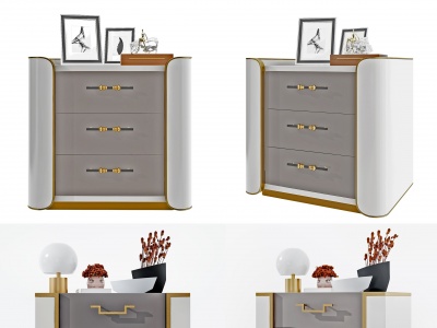 简欧式床头柜组合模型3d模型