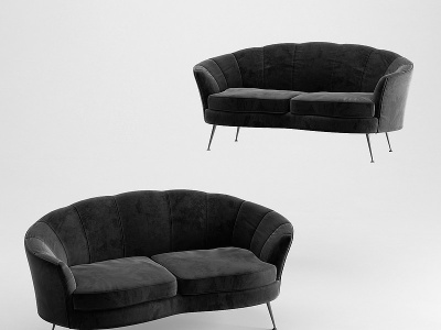 简欧绒布双人沙发模型3d模型