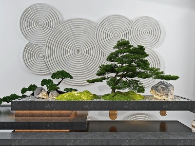 3d新中式室内景观小品模型