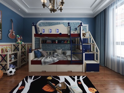 3d美式儿童卧室模型
