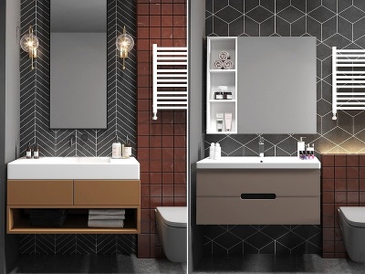 3d现代铁艺浴室柜组合模型