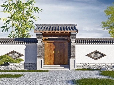 中式古典大门模型