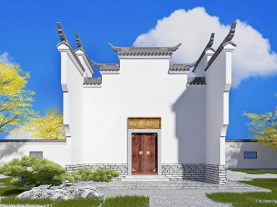 新中式徽派建筑模型