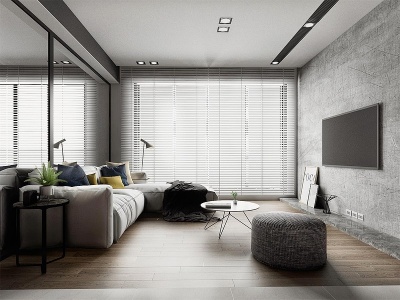 3d现代台式客厅沙发茶几组合模型