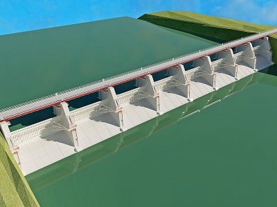 3d现代堤坝模型