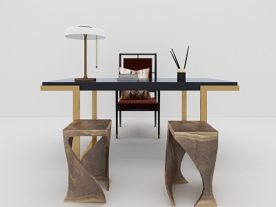 3d现代书桌椅后现代书桌椅模型