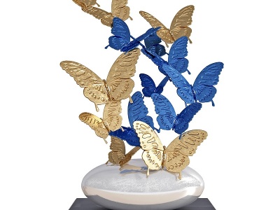 3d现代金属蝴蝶雕塑摆件模型