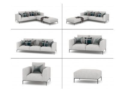现代布艺组合沙发模型3d模型