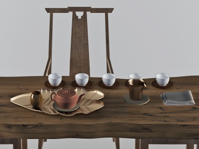 3d新中式茶桌模型