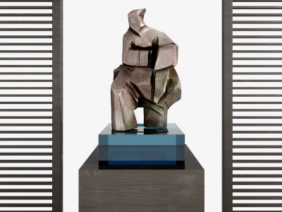 3d新中式抽象人物雕塑摆件模型
