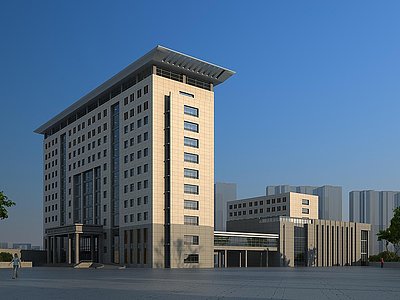 3d现代办公综合楼模型
