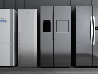 现代单开双开门冰箱组合模型3d模型