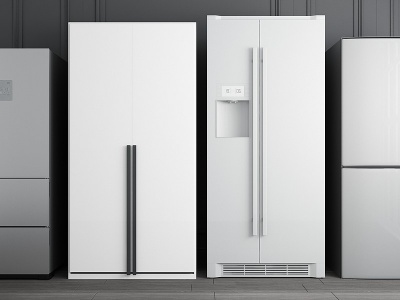 现代单门双门冰箱组合模型3d模型