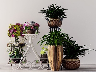 花盆吊篮植物模型3d模型