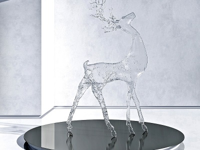 现代水晶鹿雕塑模型