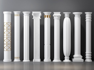 欧式雕花罗马柱模型3d模型