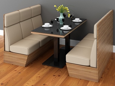 现代卡座餐桌座椅模型3d模型