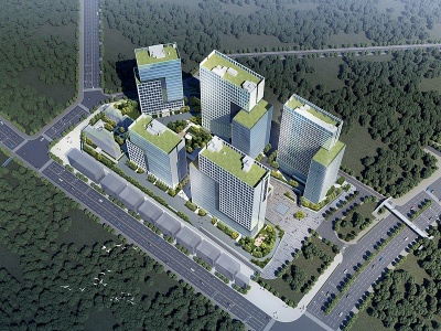 3d现代风格产业园办公楼模型