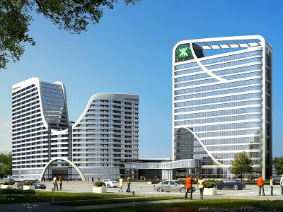 3d现代风格产业园办公楼模型