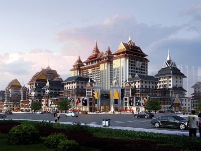 3d东南亚风格酒店模型