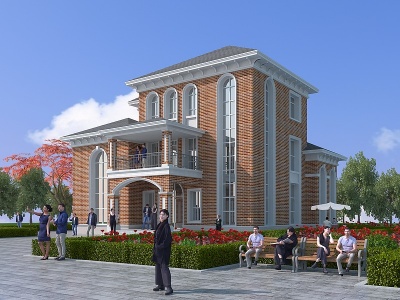 3d欧式别墅建筑模型