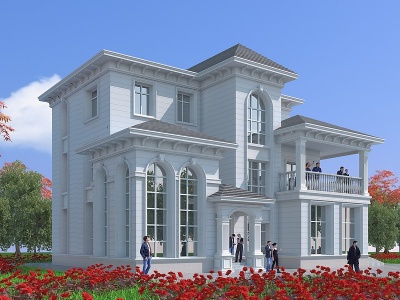3d欧式别墅建筑模型