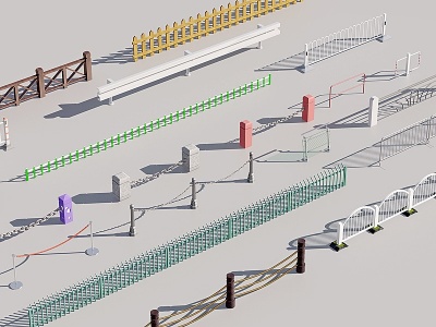 现代公路栏杆护栏模型3d模型