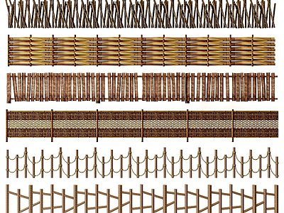 3d自然风木篱笆围栏模型