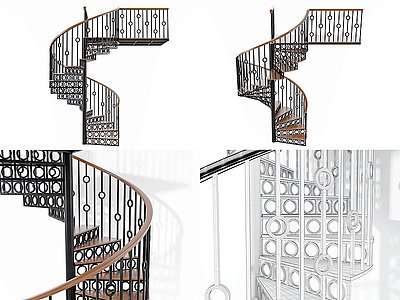 现代铁艺旋转楼梯模型3d模型