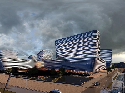 3d现代商业大楼建筑外观模型