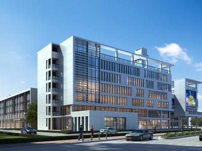 3d现代风格厂房办公楼模型