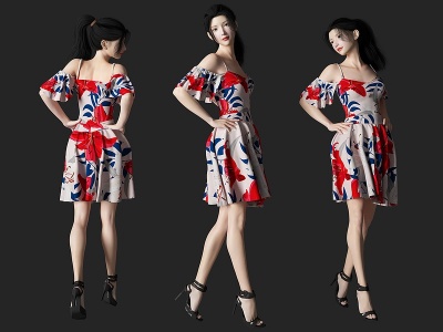 3d裙子美女人物模型