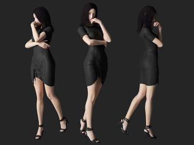 3d裙子美女人物模型