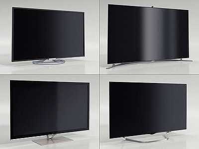 3d现代电视机显示器组合模型