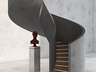 3d现代人像雕塑旋转楼梯模型