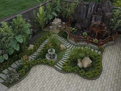 现代庭院景观3D模型模型3d模型