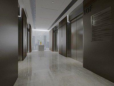 3d现代电梯厅模型
