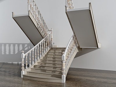 3d欧式法式楼梯组合模型