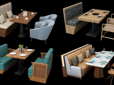 简欧卡座沙发餐桌椅座椅模型3d模型