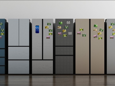 3d现代智能冰箱组合模型
