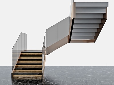 现代转角玻璃楼梯模型3d模型
