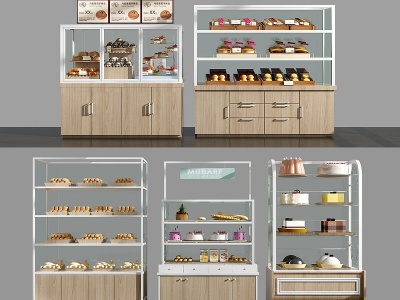 3d现代蛋糕柜货架模型