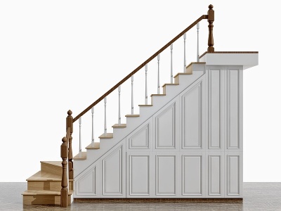 3d美式实木楼梯模型