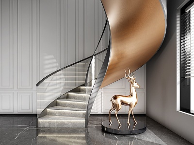 现代玻璃旋转楼梯模型3d模型