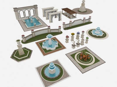 3d现代喷泉模型