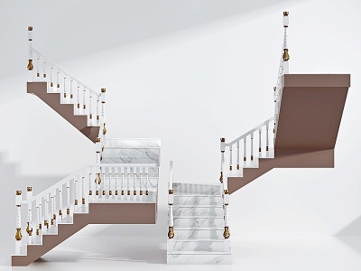欧式大理石转角楼梯模型3d模型